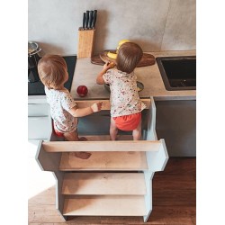 kitchen helper regulowany szary dla dwójki dzieci